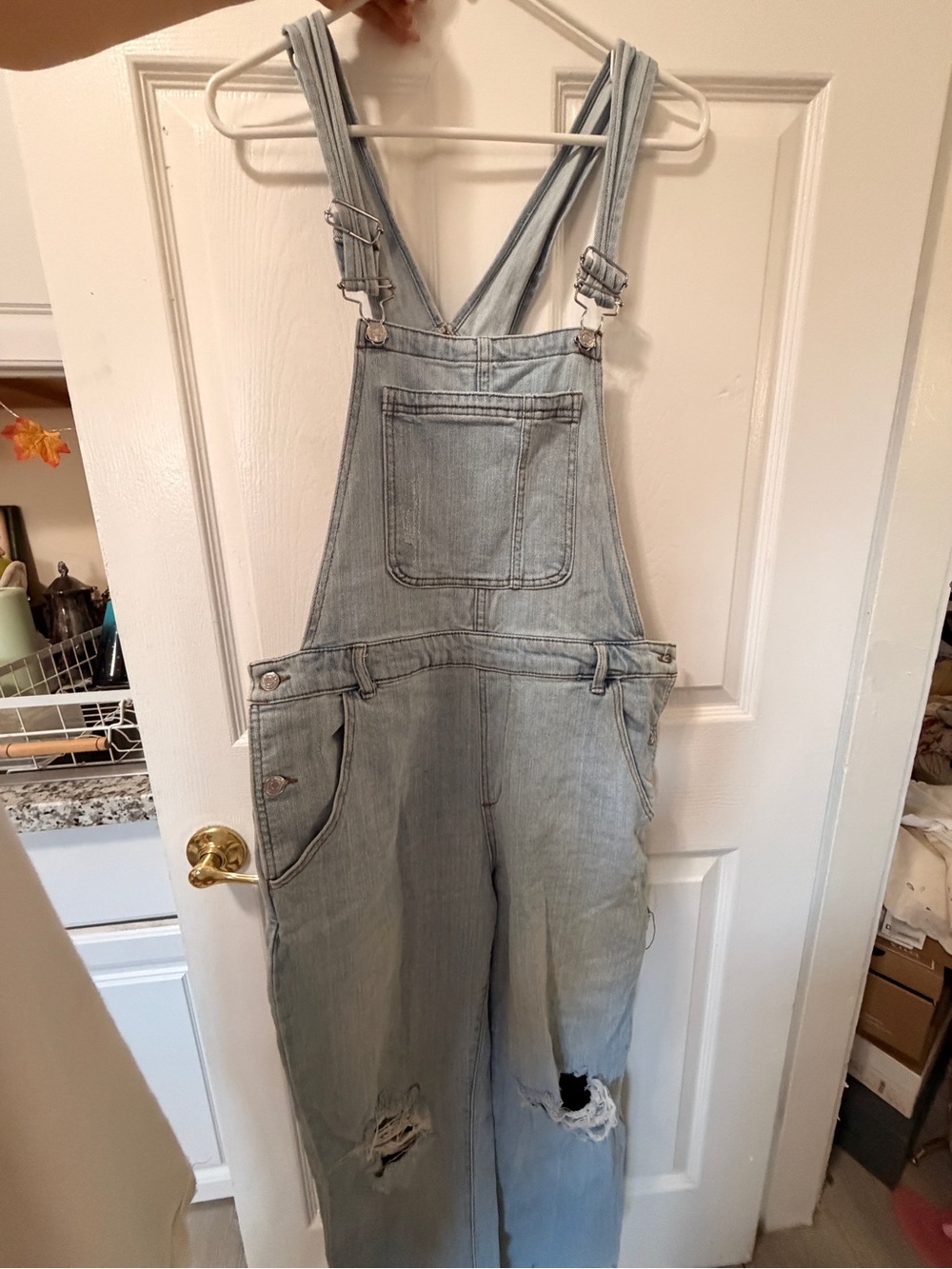 wild fable Light Blue Distressed Denim Overalls